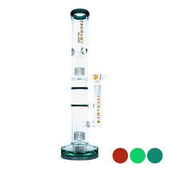 Bong med dubbla kupoler och matrix samt dubbelt honeycomb-perkolator 16'' (Tsunami Glass)
