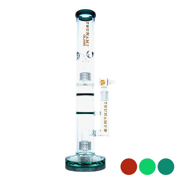 Bong med dubbla kupoler och matrix samt dubbelt honeycomb-perkolator 16'' (Tsunami Glass)