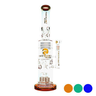 Barrel-duschhuvud drum honeycomb-bong 20'' (Tsunami Glass)