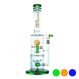 Sprinkler Cube Perc Bong 14" (Tsunami Glass)