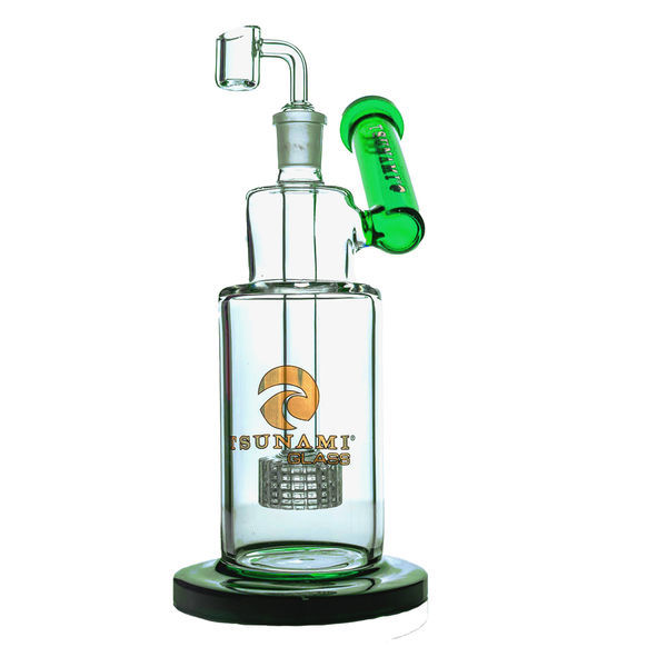Dab rig med sidohals och showerhead-perkolator 10'' (Tsunami Glass)