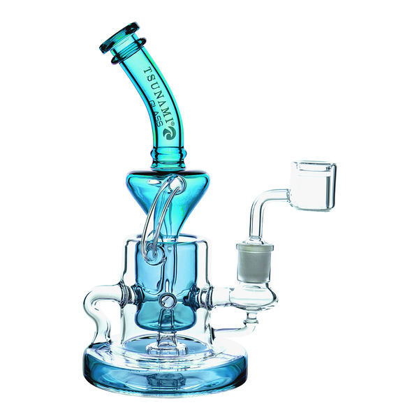 Dab rig med duschmunstycke och recycler 9 tum (Tsunami Glass)
