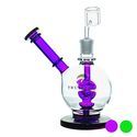 Dab rig med duschhuvudperkolator, sidohals och dome, 8″ (Tsunami Glass)