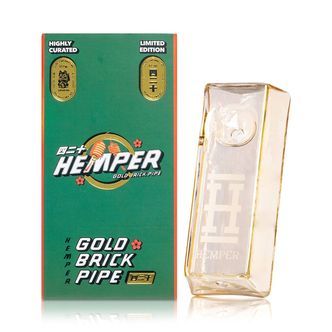 guldf&auml;rgad tegelstensformad handpipa (Hemper)