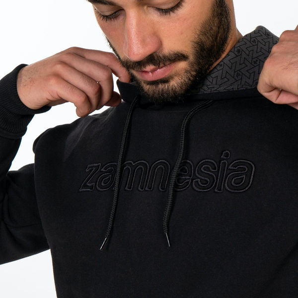 Zamnesia-broderad hoodie | svart