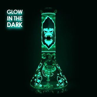 Glow in the Dark Gorilla trippeltjock bong som lyser i mörkret