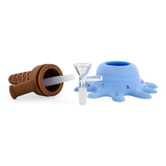Glassbong i silikon med glassdesign