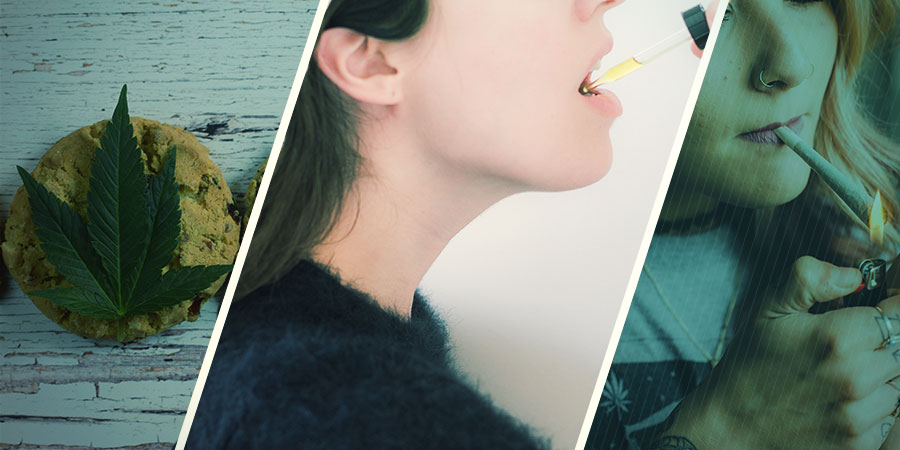 Sublingualt vs. oralt vs. rökning av cannabis