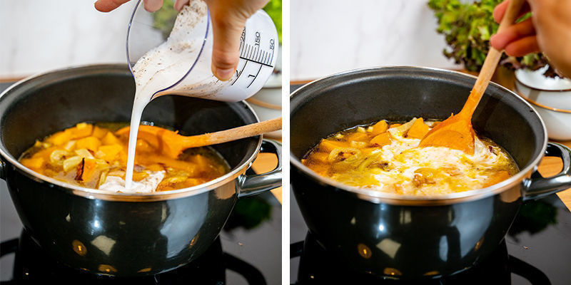 Rör ner cannabisolja eller cannabutter samt kokosmjölk Stir In Cannabis Oil Or Cannabutter And Coconut Milk