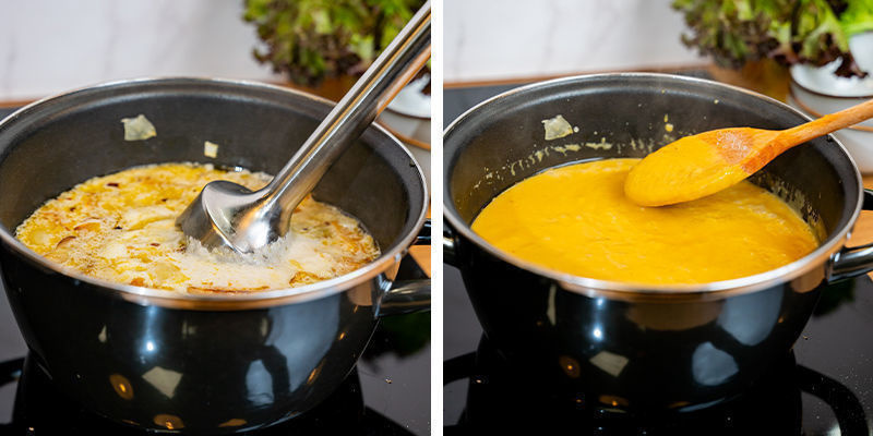 Mixa slätt och låt sjuda i ytterligare 15 minuter Blend Until Smooth And Simmer For A Further 15 Minutes
