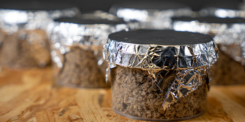 Ta en kvadrat aluminiumfolie och vik den över locket PF tek Take a square of aluminium foil and fold it over the lid