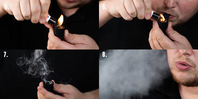 Röka cannabis i pipa, steg 5–8 Röka cannabis i pipa, steg 5–8