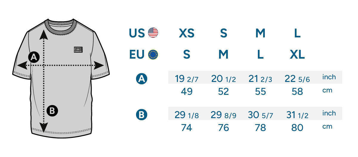 Storlekstabell för Zamnesia Icon Graphic T-shirt