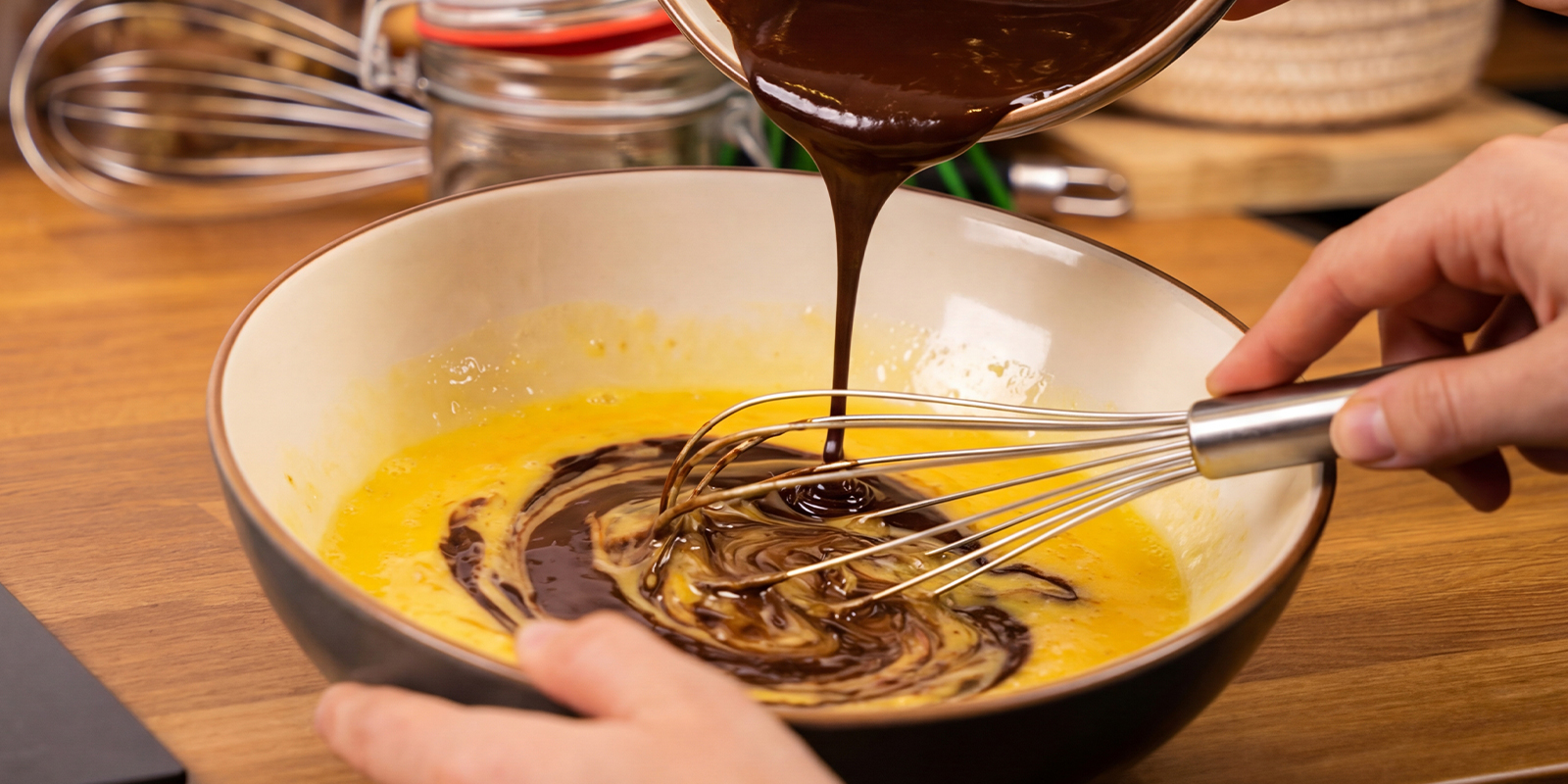 Blanda de våta ingredienserna Blanda de våta ingredienserna