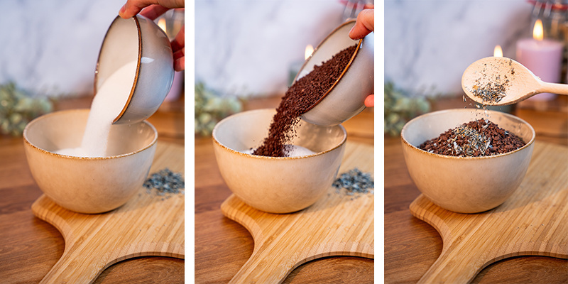 Blanda alla torra ingredienser i en bunke. Blanda alla torra ingredienser i en bunke.